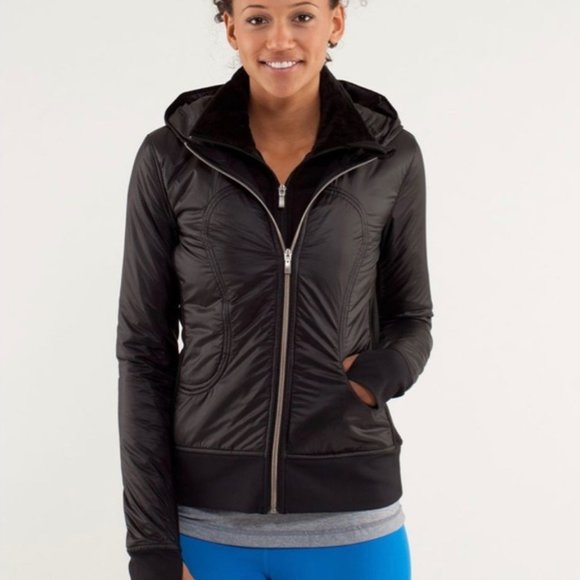 Lululemon Uba Hoodie Lux Black Insulated Special Edition Jacket Size 2 - Picture 1 of 11